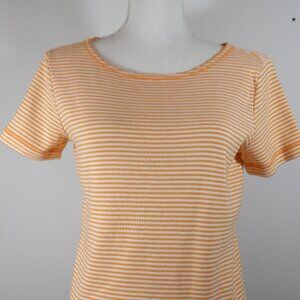 Liz Claiborne Striped Tee Shirt Orange & White Size Small